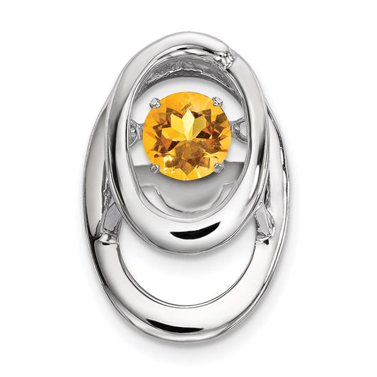 Sterling Silver Rhodium Citrine Birthstone Vibrant Chain Slide QBPD32NOV
