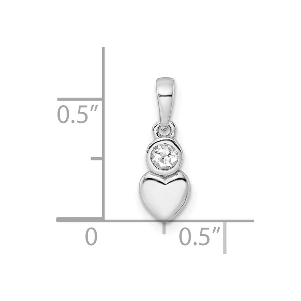 Sterling Silver Rhodium-plated Polished White Topaz Heart Pendant QBPD35APR