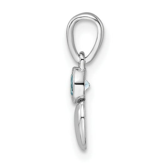 Sterling Silver Rhodium-plated Polished LS Blue Topaz Heart Pendant QBPD35DEC