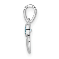 Sterling Silver Rhodium-plated Polished LS Blue Topaz Heart Pendant QBPD35DEC