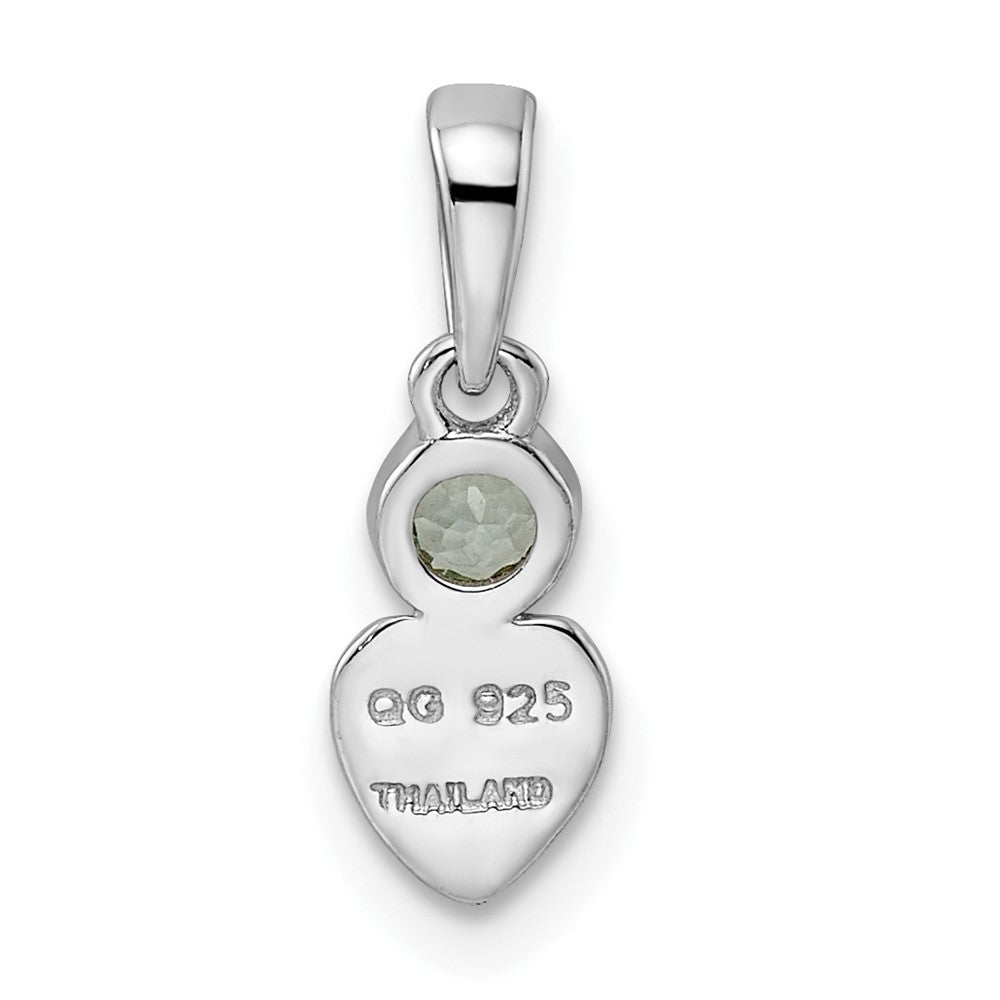 Sterling Silver Rhodium-plated Polished Aquamarine Heart Pendant QBPD35MAR