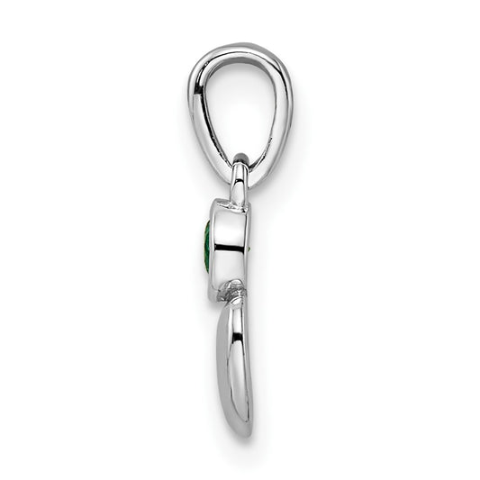 Sterling Silver Rhodium-plated Lab Created Emerald Heart Pendant QBPD35MAY