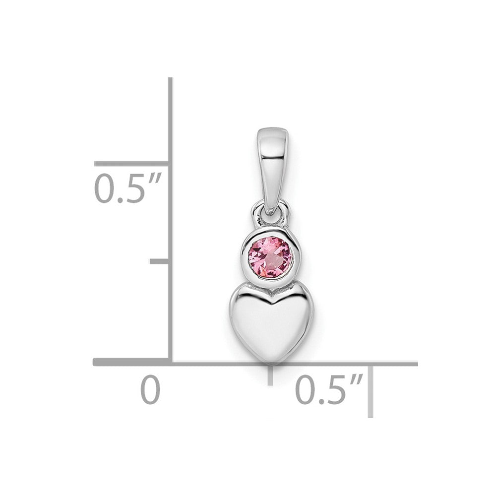 Sterling Silver Rhodium-plated Polished Pink Tourmaline Heart Pendant QBPD35OCT