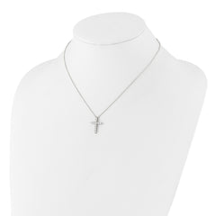 SS RH-plated CZ April Birthstone Cross 16in w/2in ext Necklace QBPD36APR