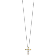SS RH-plated Yellow CZ Nov Birthstone Cross w/2in ext Necklace QBPD36NOV