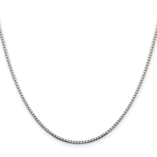 Sterling Silver Rhodium-plated 1.5mm 8 Sided Diamond-cut Box ChainQBR028R