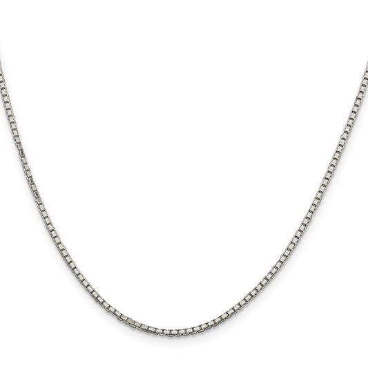 Sterling Silver Rhodium-plated 1.7mm 8 Sided D/C Mirror Box ChainQBR035R