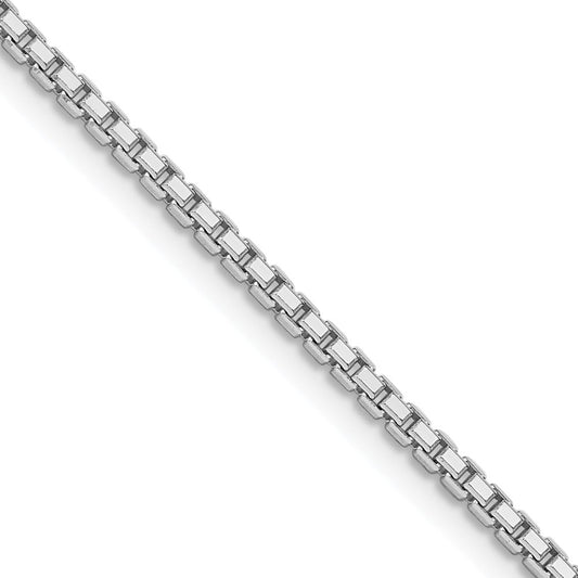 Sterling Silver Rhodium-plated 1.7mm 8 Sided D/C Mirror Box Chain w/2in ext QBR035RH