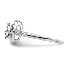 Sterling Silver Rhodium-plated Diam. & White Topaz Ring