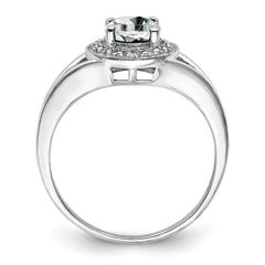 Sterling Silver Rhodium-plated Diam. & White Topaz Ring