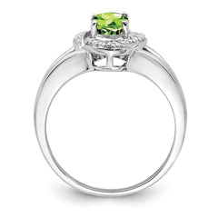 Sterling Silver Rhodium-plated Diam. & Peridot Ring