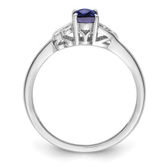 Sterling Silver Rhodium-plated Created Sapphire Ring