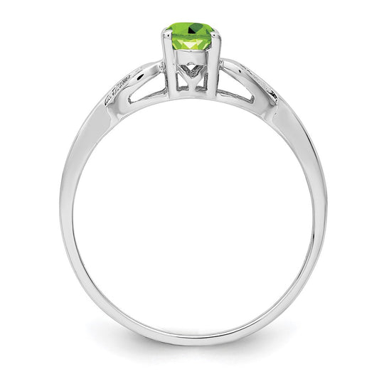 Sterling Silver Rhodium-plated Peridot Ring