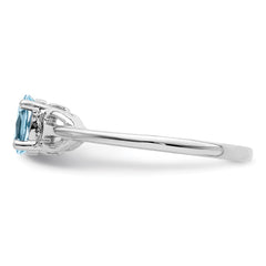 Sterling Silver Rhodium-plated Light Swiss Blue Topaz Ring