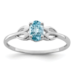 Sterling Silver Rhodium-plated Light Swiss Blue Topaz Ring