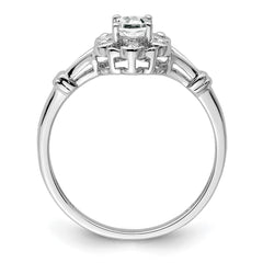 Sterling Silver Rhodium-plated White Topaz & Diam. Ring