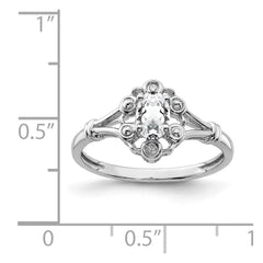 Sterling Silver Rhodium-plated White Topaz & Diam. Ring