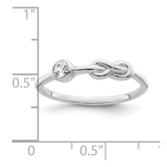 Sterling Silver Rhodium-plated Polished Infinity White Topaz Ring