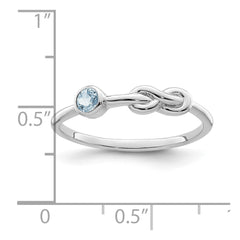 Sterling Silver Rhodium-plated Polished Infinity Aquamarine Ring