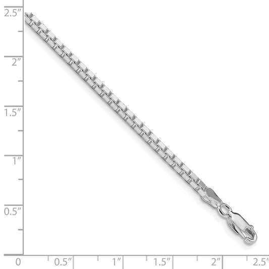 Sterling Silver Rhodium-plated 2.5mm Box ChainQBX050R-8