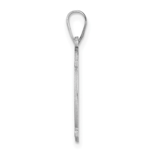 Small Sterling Silver Rhodium-plated Fancy Script Letter M Initial Pendant QC11257M