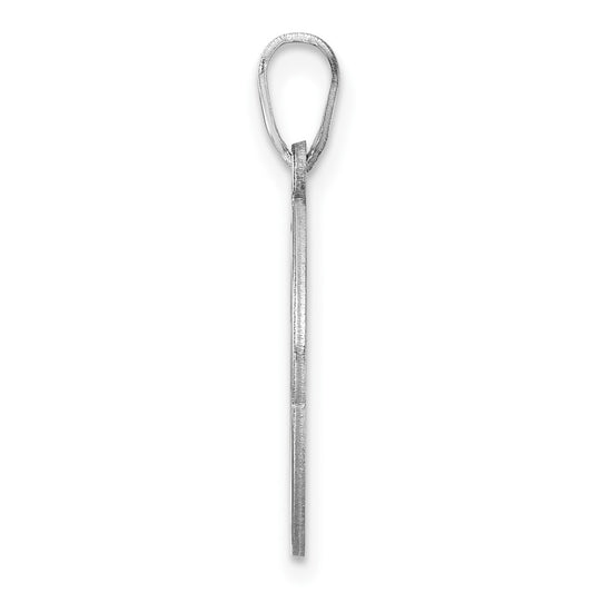 Small Sterling Silver Rhodium-plated Fancy Script Letter O Initial Pendant QC11257O