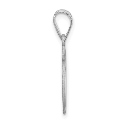 Small Sterling Silver Rhodium-plated Fancy Script Letter V Initial Pendant QC11257V