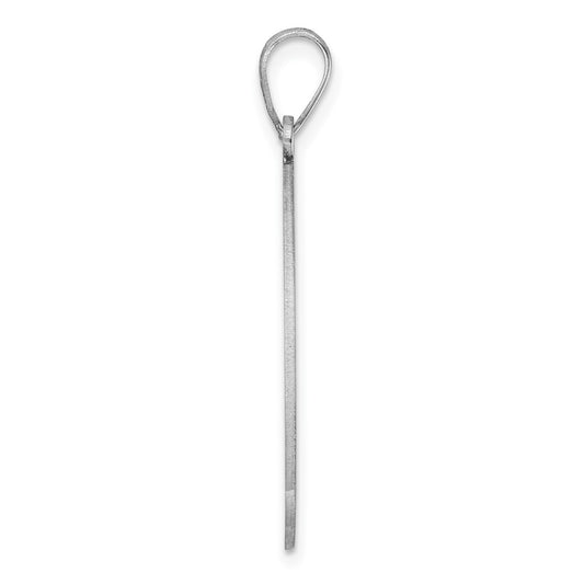 Large Sterling Silver Rhodium-plated Fancy Script Letter A Initial Pendant QC11258A