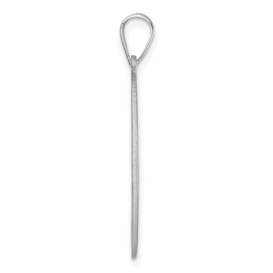Large Sterling Silver Rhodium-plated Fancy Script Letter F Initial Pendant QC11258F