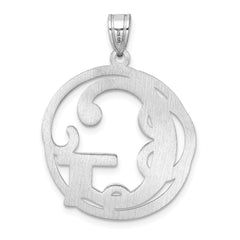 Large Sterling Silver Rhodium-plated Fancy Script Letter G Initial Pendant QC11258G