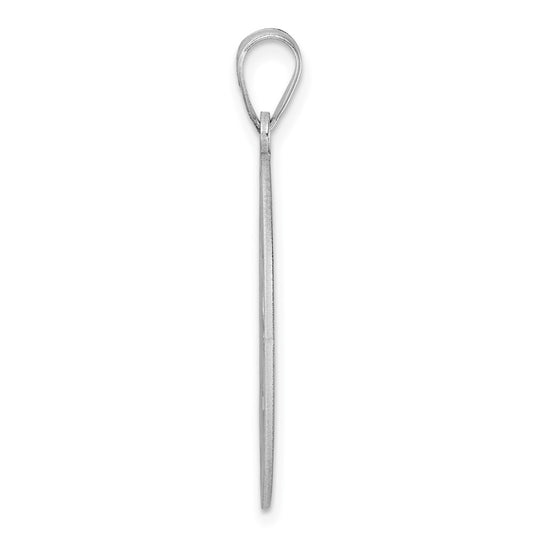 Large Sterling Silver Rhodium-plated Fancy Script Letter J Initial Pendant QC11258J