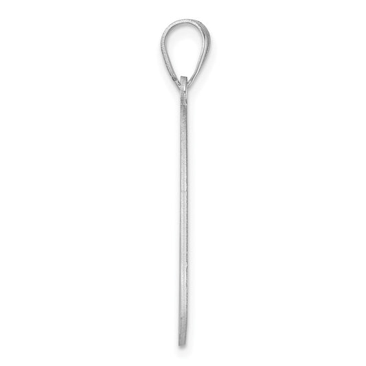 Large Sterling Silver Rhodium-plated Fancy Script Letter K Initial Pendant QC11258K