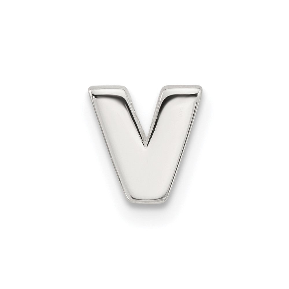 Sterling Silver E-coated Letter V Slide Charm QC11488V