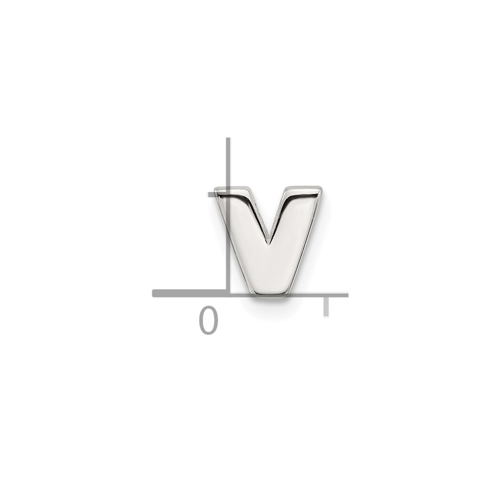 Sterling Silver E-coated Letter V Slide Charm QC11488V