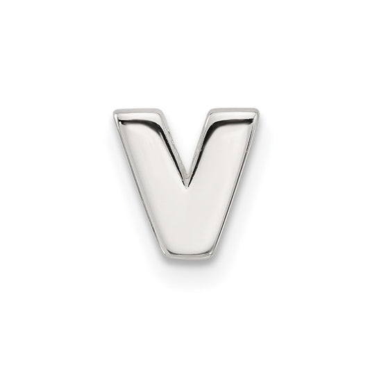 Sterling Silver E-coated Letter V Slide Charm QC11488V