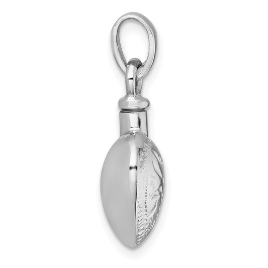 Sterling Silver Rhodium-plated Polished and Textured Heart with Leaves Ash Holder Pendant QC11505