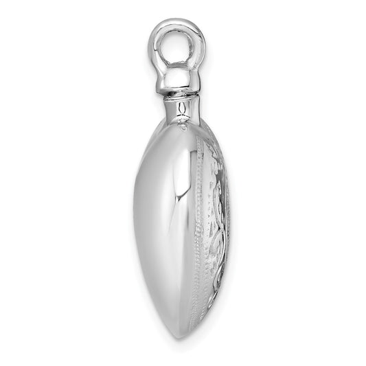 Sterling Silver Rhodium-plated Heart with Center Heart Design Ash Holder Pendant QC11506