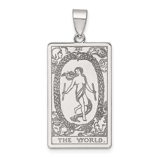 Sterling Silver The World Tarot Card Pendant QC11531