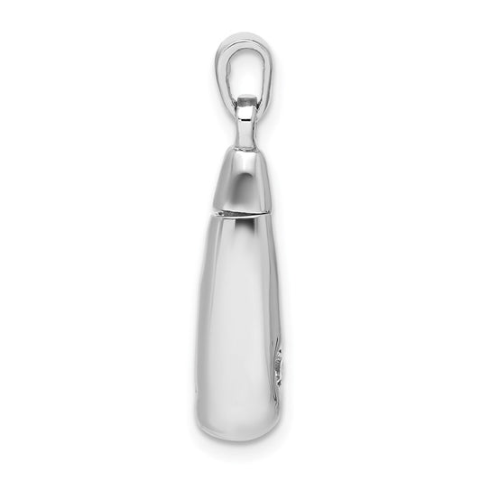 Sterling Silver Rhodium-plated Polished CZ Ash Holder Pendant QC11533