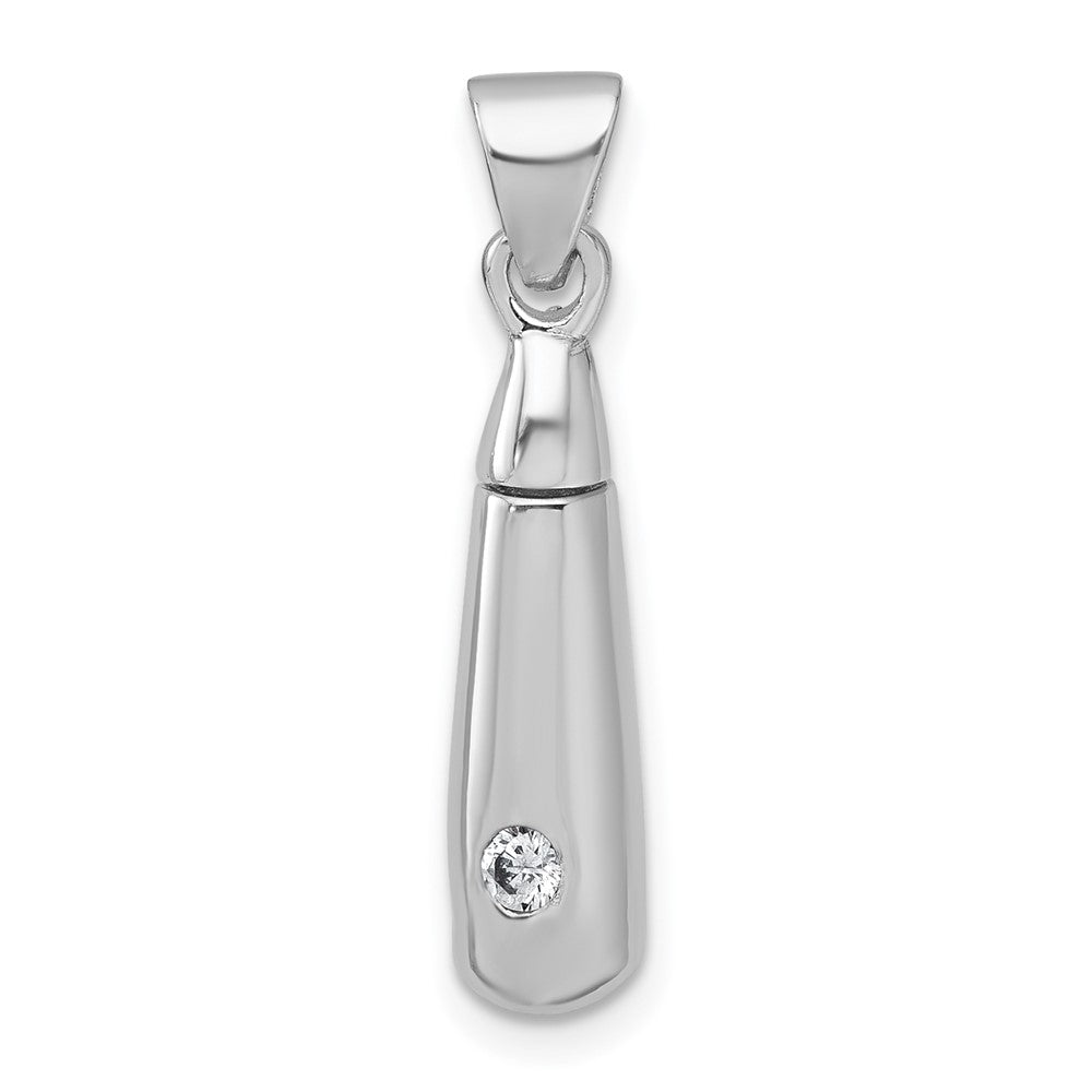 Sterling Silver Rhodium-plated Polished CZ Ash Holder Pendant QC11533