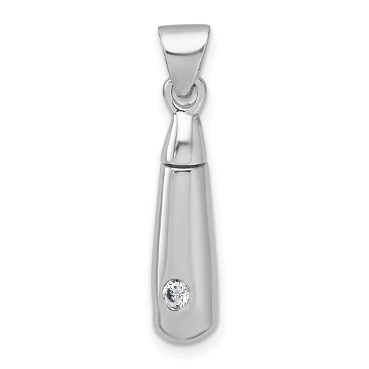 Sterling Silver Rhodium-plated Polished CZ Ash Holder Pendant QC11533