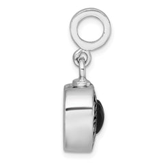 Sterling Silver Rhodium-plated Onyx Enameled Heart Ash Holder Bead/Pendant QC11536