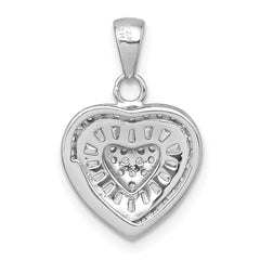 Sterling Silver Rhodium-plated White CZ Heart Pendant QC11553