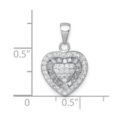 Sterling Silver Rhodium-plated White CZ Heart Pendant QC11553