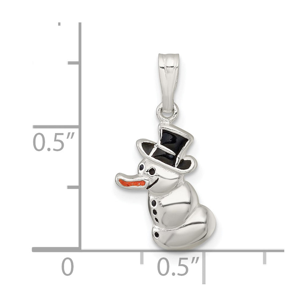 Sterling Silver Polished and Enameled Snowman Charm QC11558