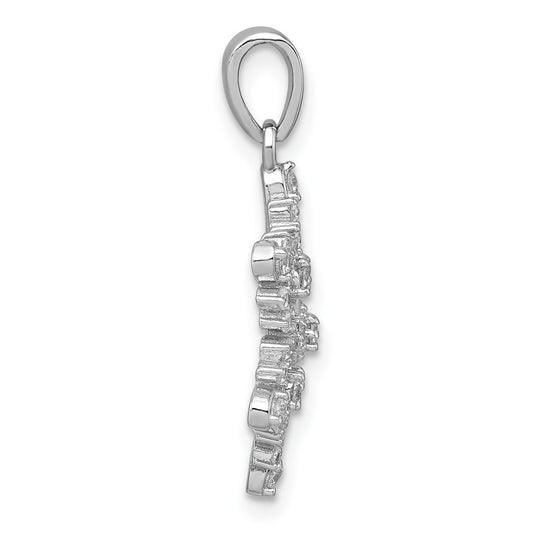 Sterling Silver Rhodium-plated Polished CZ Snowflake Pendant QC11560