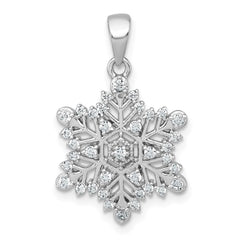 Sterling Silver Rhodium-plated Polished CZ Snowflake Pendant QC11560