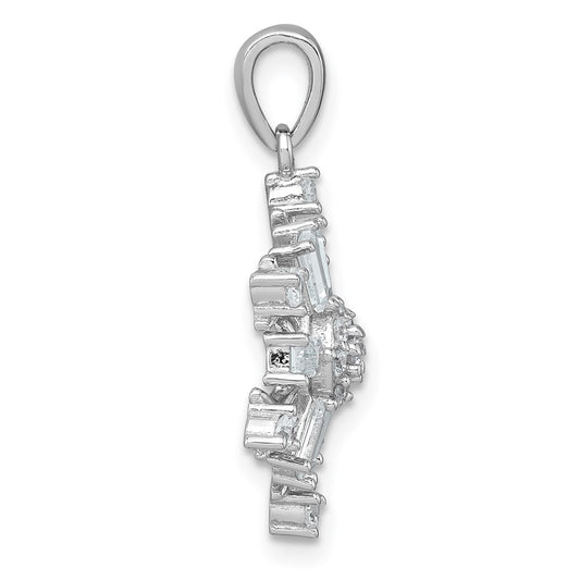 Sterling Silver Rhodium-plated Polished CZ Snowflake Pendant QC11561