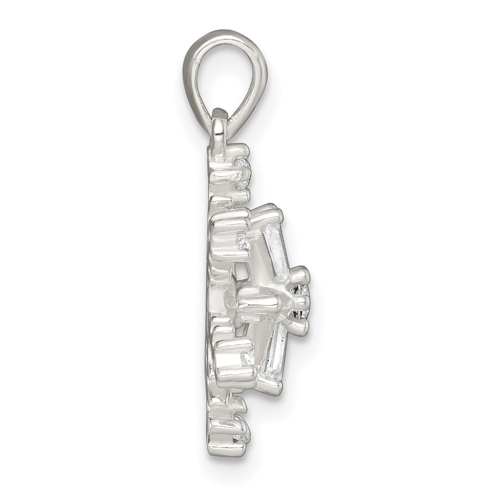 Sterling Silver Polished CZ Snowflake Pendant QC11562