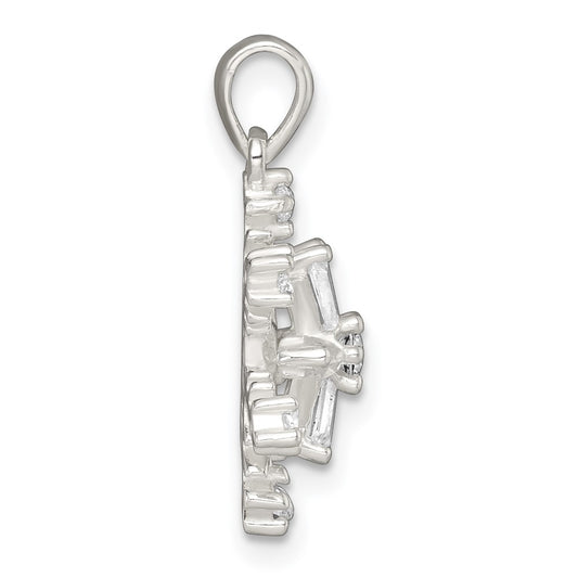 Sterling Silver Polished CZ Snowflake Pendant QC11562